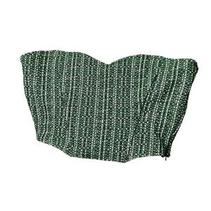 Zara‎ green white boucle tweed crop bustier corset top Small flawed gem